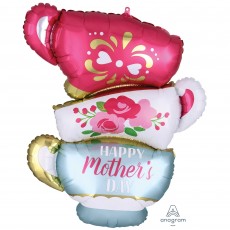 Happy Mother's Day Satin Infused Teacups Shaped Balloon 60cm x 76cm