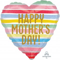 Happy Mother's Day! Satin Infused Stripes Heart Shaped Balloon 45cm