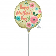 Pastel Yellow Happy Mother's Day Satin Infused Round Foil Balloon 22cm