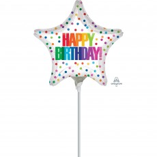 Happy Birthday! Color Dots Star Shaped Balloon 22cm