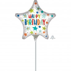 Happy Birthday Stars & Dots Foil Balloon 22cm