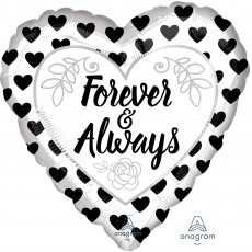 Love Party Decorations - Shaped Balloon Black & White Forever & Always