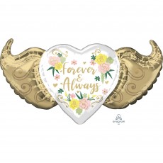 Love Party Decorations - Shaped Balloon SuperShape Floral Winged Heart