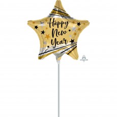 Happy New Year Bursts & Stars Star Shaped Balloon 22cm