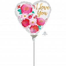 I Love You Ombre Flowers Heart Shaped Balloon 22cm