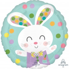 Easter Spotted Bunny Round Foil Balloon 45cm