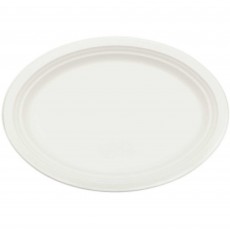 White Eco Party Sugar Cane Oval Banquet Plates 31cm 24 pk