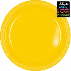 Sunshine Yellow Reusable Plastic Lunch Plates 17cm 20 pk