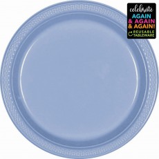Pastel Blue Premium Reusable Round Banquet Plates 26cm 20 pk