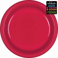 Apple Red Premium Reusable Round Banquet Plates 26cm 20 pk