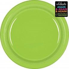 Kiwi Green Premium Reusable Round Banquet Plates 26cm 20 pk