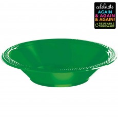 Festive Green Premium Reusable Plastic Round Bowls 355ml 20 pk