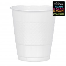 Frosty White Premium Reusable Plastic Cups 355ml 20 pk