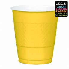 Sunshine Yellow Premium Reusable Plastic Cups 355ml 20 pk