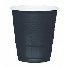 Jet Black Plastic Cups 355ml Pack of 20