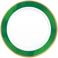 White with Festive Green Border Premium Dinner Plates 25.4cm Pack of 10
