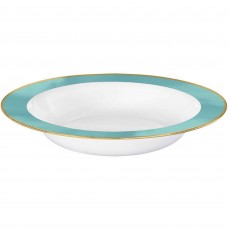 Robin's Egg Blue Border on White Premium Premium Plastic Round Bowls 354ml 10 pk