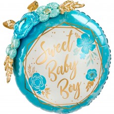 Baby Shower Party Decorations - Shaped Balloon Floral Geo Sweet Baby Boy