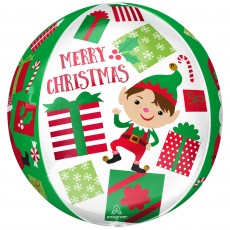 Christmas Santa & Elf Orbz XL Shaped Balloon 38cm x 40cm Merry Christmas