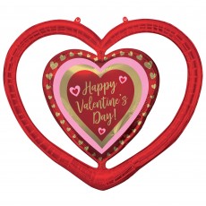 Happy Valentine's Day! Golden Hearts Open Design Shaped Balloon 91cm x 81cm