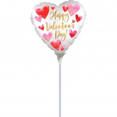 Happy Valentine's Day! Satin Watercolour Heart Shaped Balloon 22cm