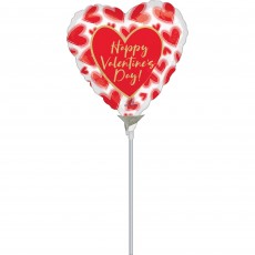 Happy Valentine's Day! Blushed Lined Hearts Heart Shaped Balloon 22cm