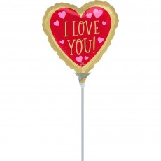 Red & Gold I Love You! Heart Shaped Balloon 10cm