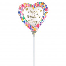 Happy Mother's Day Colourful Watercolour Satin Heart Foil Balloon 10cm