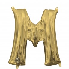 Letter M White Gold  Shaped Balloon