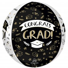 Graduation Congrats Grad! Sketched Icons Orbz Shaped Balloon 38cm x 40cm
