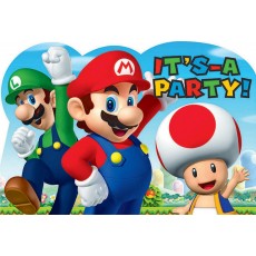 Super Mario It's a Party Postcard Invitations 8 pk