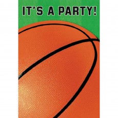 Basketball Fan It's a Party! Folded Invitations 15cm 8 pk
