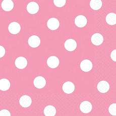 New Pink with White Dots Lunch Napkins 33cm x 33cm 16 pk