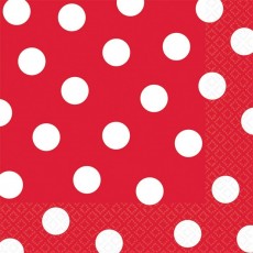 Apple Red with White Dots Lunch Napkins 33cm x 33cm 16 pk