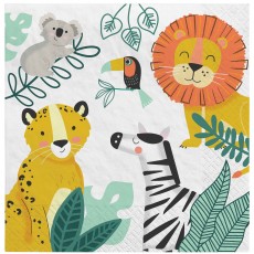 Jungle Animals Party Supplies - Lunch Napkins Get Wild Jungle