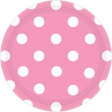 New Pink with White Dots Round Lunch Plates 17cm 8 pk