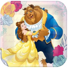 Beauty & the Beast Square Lunch Plates 17cm 8 pk