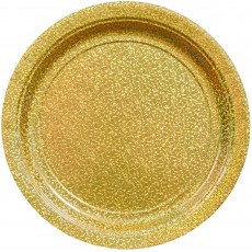 Gold Prismatic Round Lunch Plates 17cm 8 pk