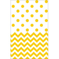 Chevron Design Sunshine Yellow Plastic Table Cover 1.37m x 2.59m