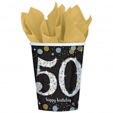 50th Birthday Sparkling Celebration Paper Cups 266ml 8 pk