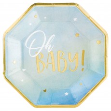 Oh Baby Boy Oh Baby! Metallic Shaped Banquet Plates 26cm 8 pk