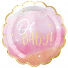 Oh Baby Girl Oh Baby! Shaped Banquet Plates 26cm 8 pk