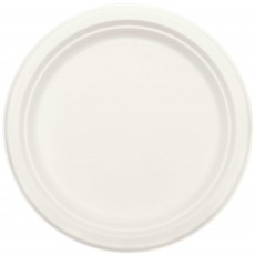 White Eco Party Sugar Cane Round Dinner Plates 22cm 50 pk
