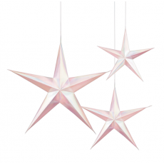 Iridescent White & Pink 3D Star Hanging Decorations 3 pk