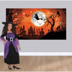 Halloween Classic Orange & Black Witch Scene Setter 85cm x 1.65m