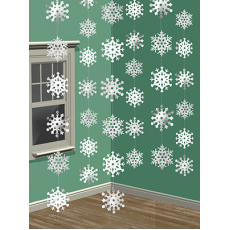 Christmas Snowflakes String Hanging Decorations 2.13m 6 pk
