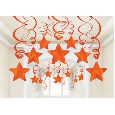 Shooting Stars Orange Peel Foil Swirl Hanging Decorations 60.9cm Pack of 30