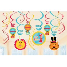 Fisher Price 1st Birthday Circus Swirl Hanging Decorations 12 pk