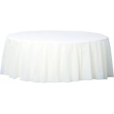 Round Frosty White Plastic Table Cover 213cm