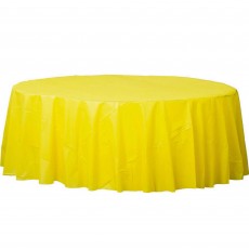 Sunshine Yellow Round Plastic Table Cover 2.1m